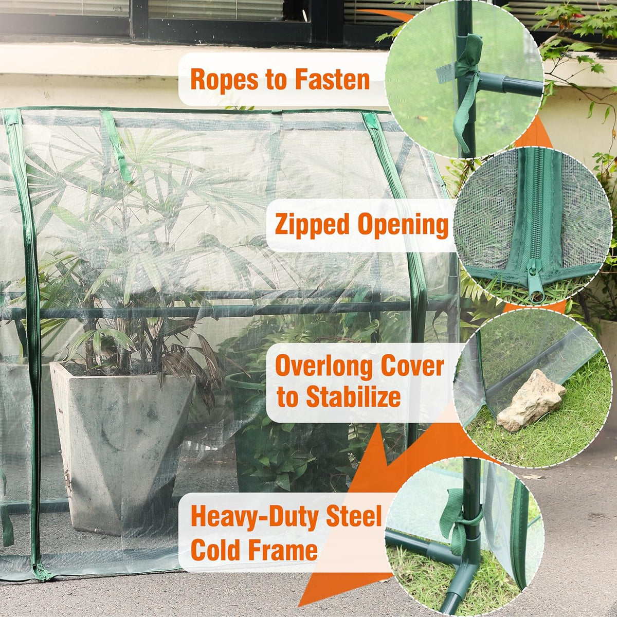 Gardzen Mini Greenhouse with Mesh Cover, Portable Outdoor Greenhouse, Enhanced Ventilation, Ideal for Spring, Summer & Fall, 36.2"(L) x18.9(W) x33.3(H)