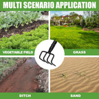 Long Hand Cultivator, Carbon Steel & Stainless Steel Tiller Cultivator, Garden Cultivator with Telescopic Handle and Soft Handle Cover, Hand Tiller for Digging Loosening Weeding