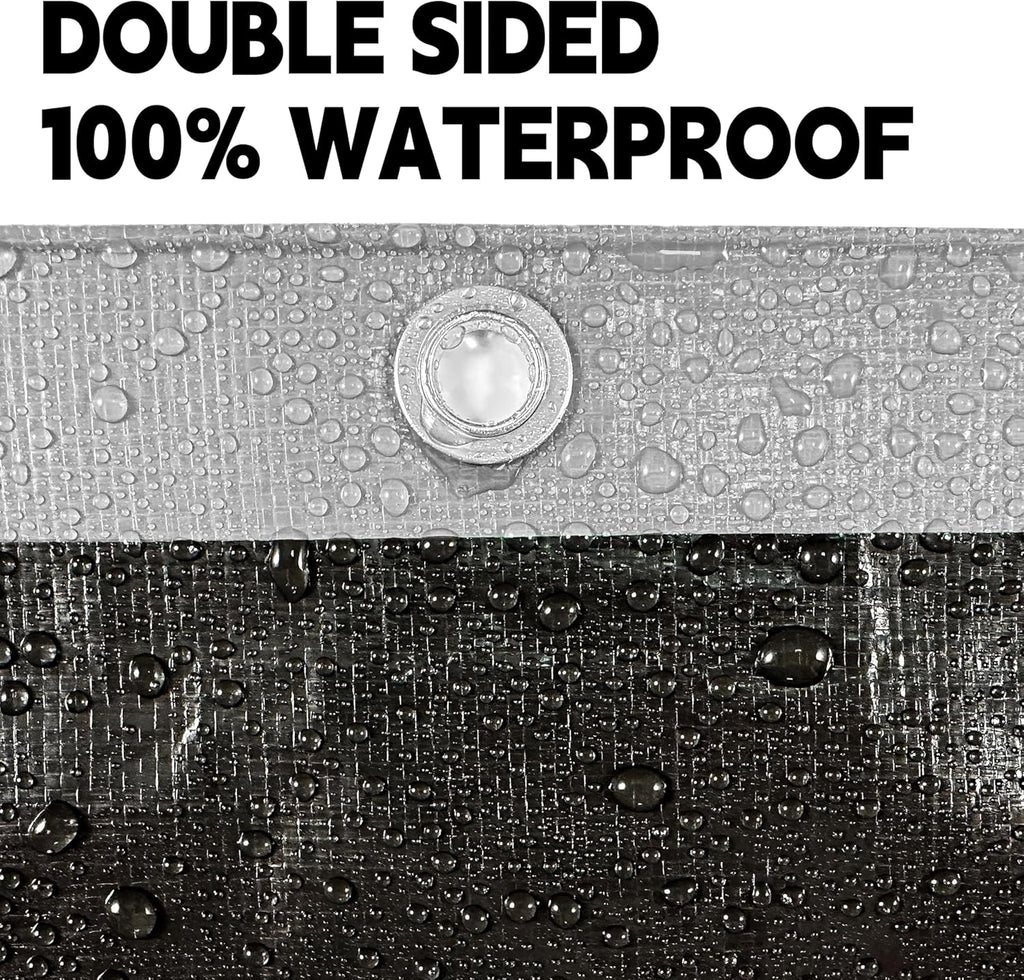Tarp Heavy Duty 20x30ft Waterproof Tarps,10mil Uv Resistant,Multipurpose Silver/Black Tarps for Cars,Camping,Roof,Ship,Garden.by-MVPNET