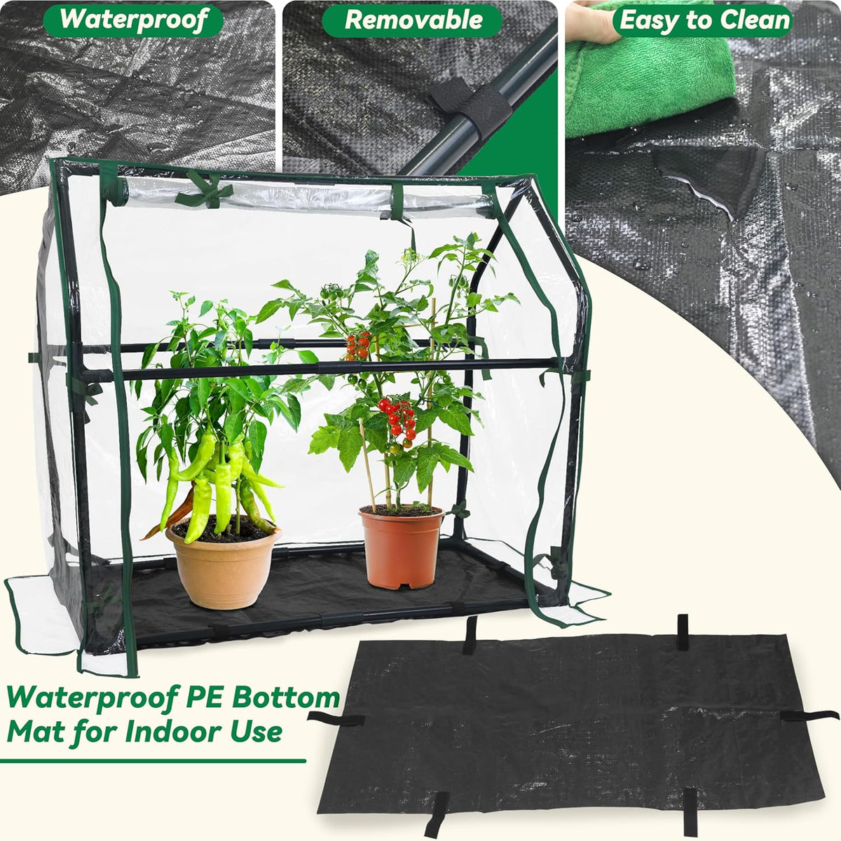 Gardzen Mini Greenhouse with Waterproof Base, Indoor/Outdoor Tabletop Greenhouse for Seed Starting, Plant Protection, Gardening & Winter Shelter, 36.2"(L) x18.9(W) x33.3(H)