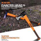KSEIBI 36-Inch Splitting Axe - Forged Carbon Steel, Wood Splitter & Kindling Axe for Chopping, Heavy-Duty Maul with Ergonomic Fiberglass Handle, Shock Reduction, Anti-Slip Grip