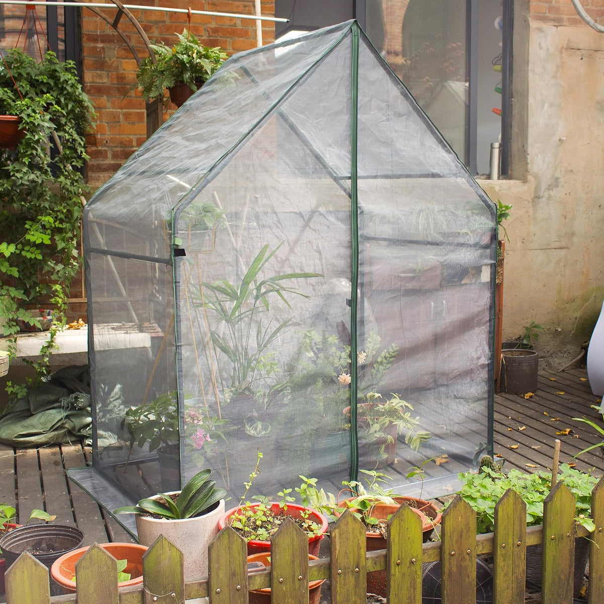 Gardzen Mini Greenhouse with Mesh Cover, Portable Outdoor Greenhouse, Enhanced Ventilation, Ideal for Spring, Summer & Fall 36.2"(L) x53.3(W) x66.1(H)