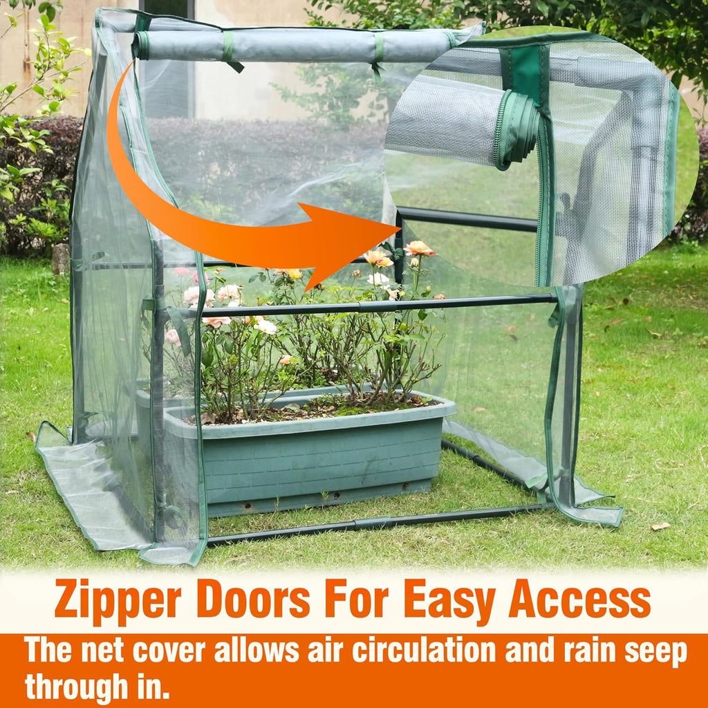 Gardzen Mini Greenhouse with Mesh Cover, Portable Outdoor Greenhouse, Enhanced Ventilation, Ideal for Spring, Summer & Fall 36.2"(L) x36.2(W) x42.5(H)