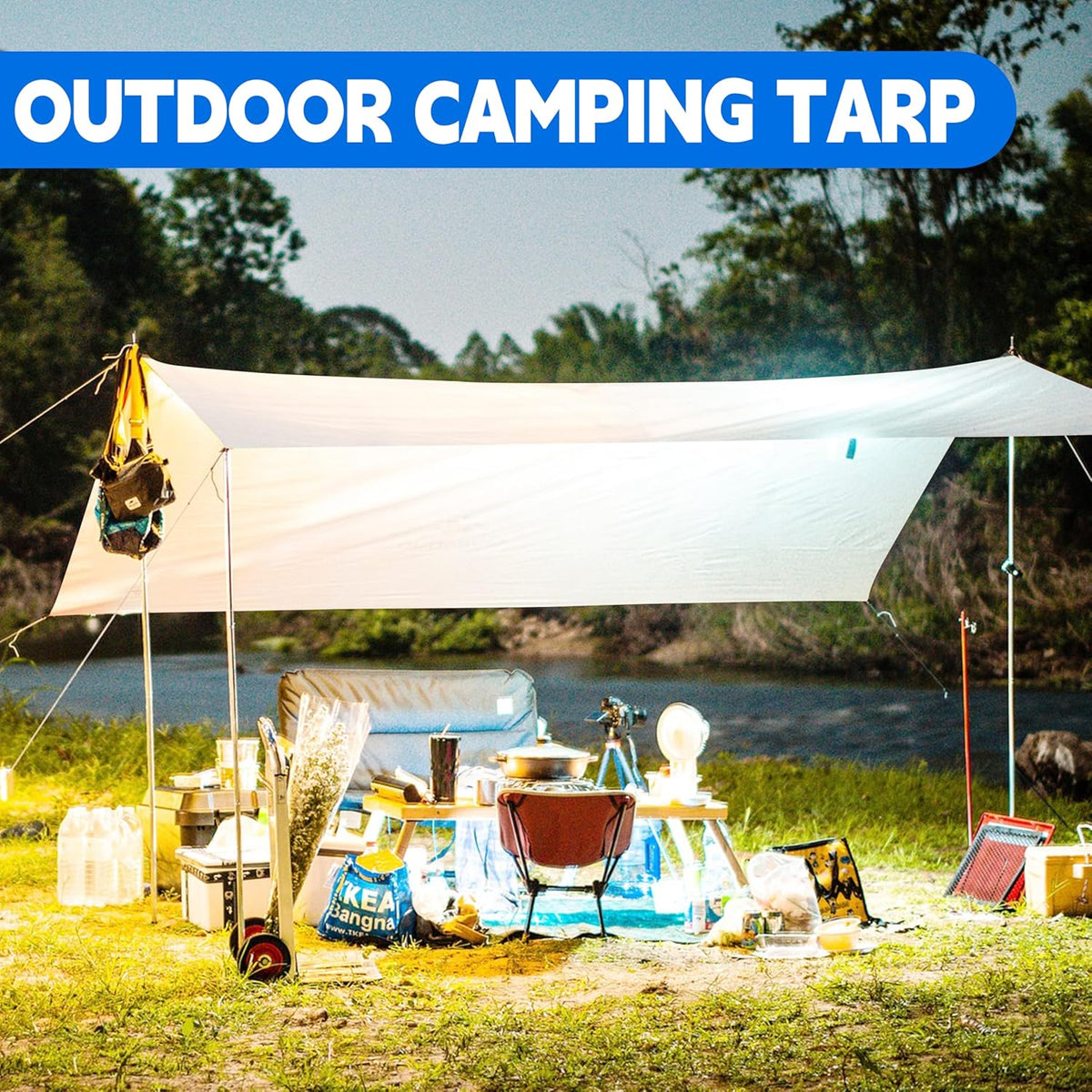 Tarp 50x50 ft Heavy Duty 12mil 100% Waterproof High Durability Multipurpose,Uv Resistant,White Tarp Suitable for Swimming Pools, Boats, Camping, Courtyards, Etc -by MVPNET