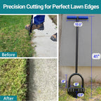 One-Piece 41in Manual Edger Lawn Tool with Spring Steel Blade Manganese Steel Border Edger for Landscaping Rustproof Half Moon Edger with Rubber Handle for Garden Maintenance
