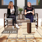 Outsunny Outdoor Glider Bench with Center Table Metal Frame Armrests Gray | Patio Loveseat, Breathable Mesh Fabric, for Backyard Garden Porch
