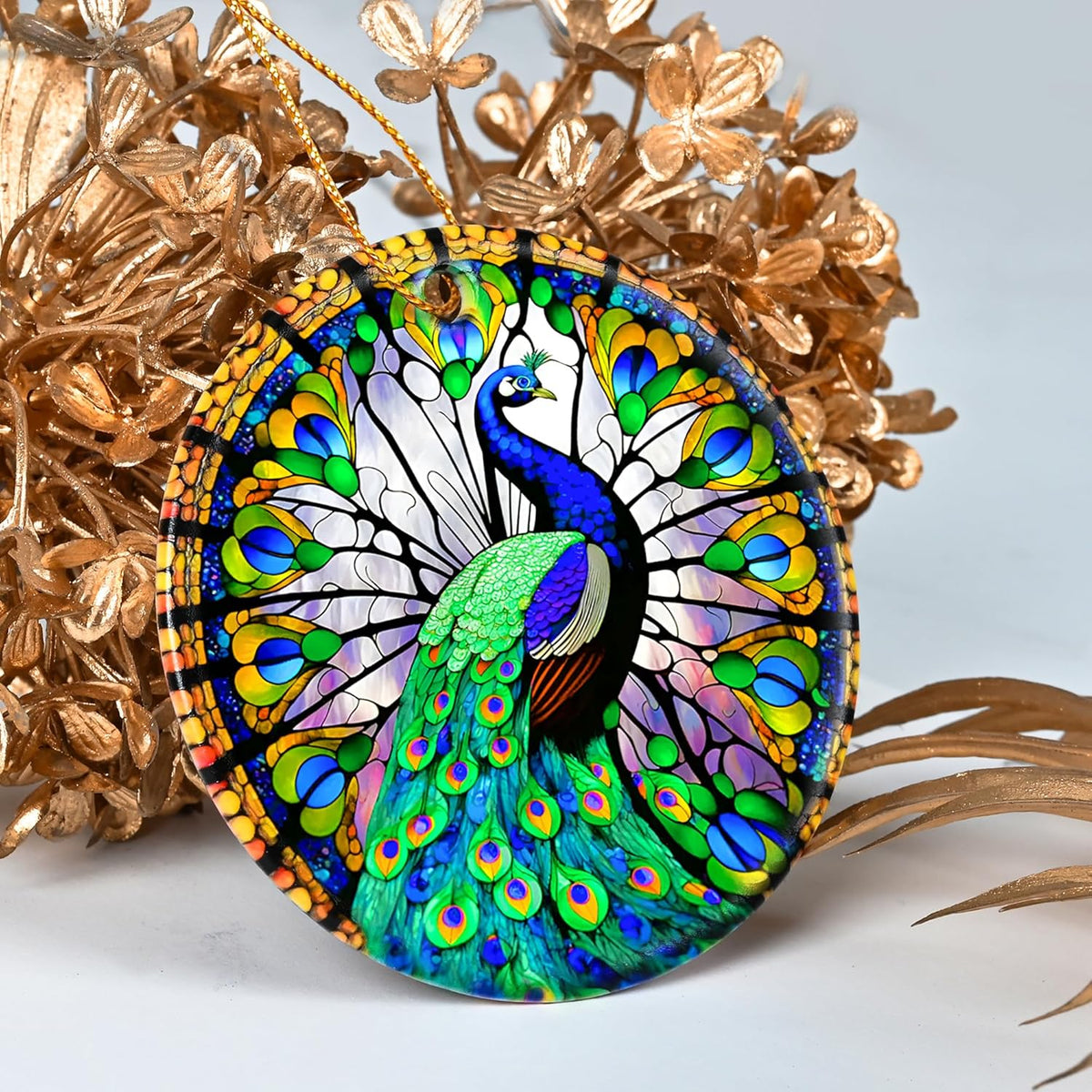 Colorful Ceramic Peacock Christmas Ornament, Peacock Ornaments for Christmas Tree, Holiday Decorations, Christmas Decor, Peacock Lovers, Peacock Gifts, Christmas Ornament Gift Ideas