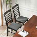 HOMCOM Wooden Dining Chairs Set of 2, Farmhouse Upholstered Kitchen Chairs with Rubber Wood Frame for Living Room, Dining Room, Black and Gray