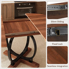 iPormis 59'' Extendable Round Dining Table for 4 to 6, Kitchen Table with Sturdy X-Base Metal Legs, MDF Board with Backboard Clasp, Space Saving, Easy Assembly, Kitchen, Dining Room, Walnut
