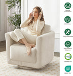 Swivel Accent Chair, 360° Chenille Barrel Armchair for Living Room, Linen