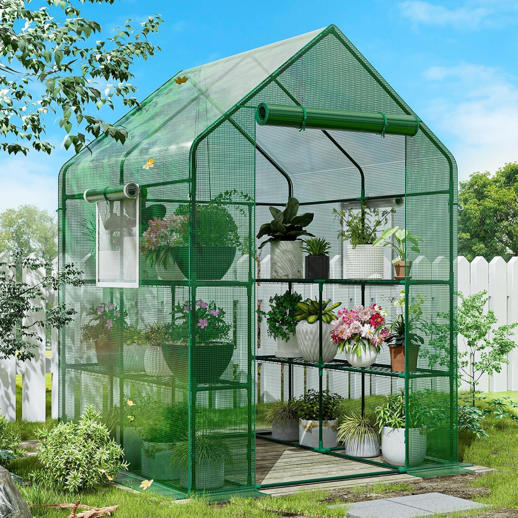 SPECILITE 56×56×78Inch Walk-in Greenhouse, Heavy Duty Small Plant House with Thicken PE Cover and Steel Frame, for Garden, Outdoors, Indoors, Green