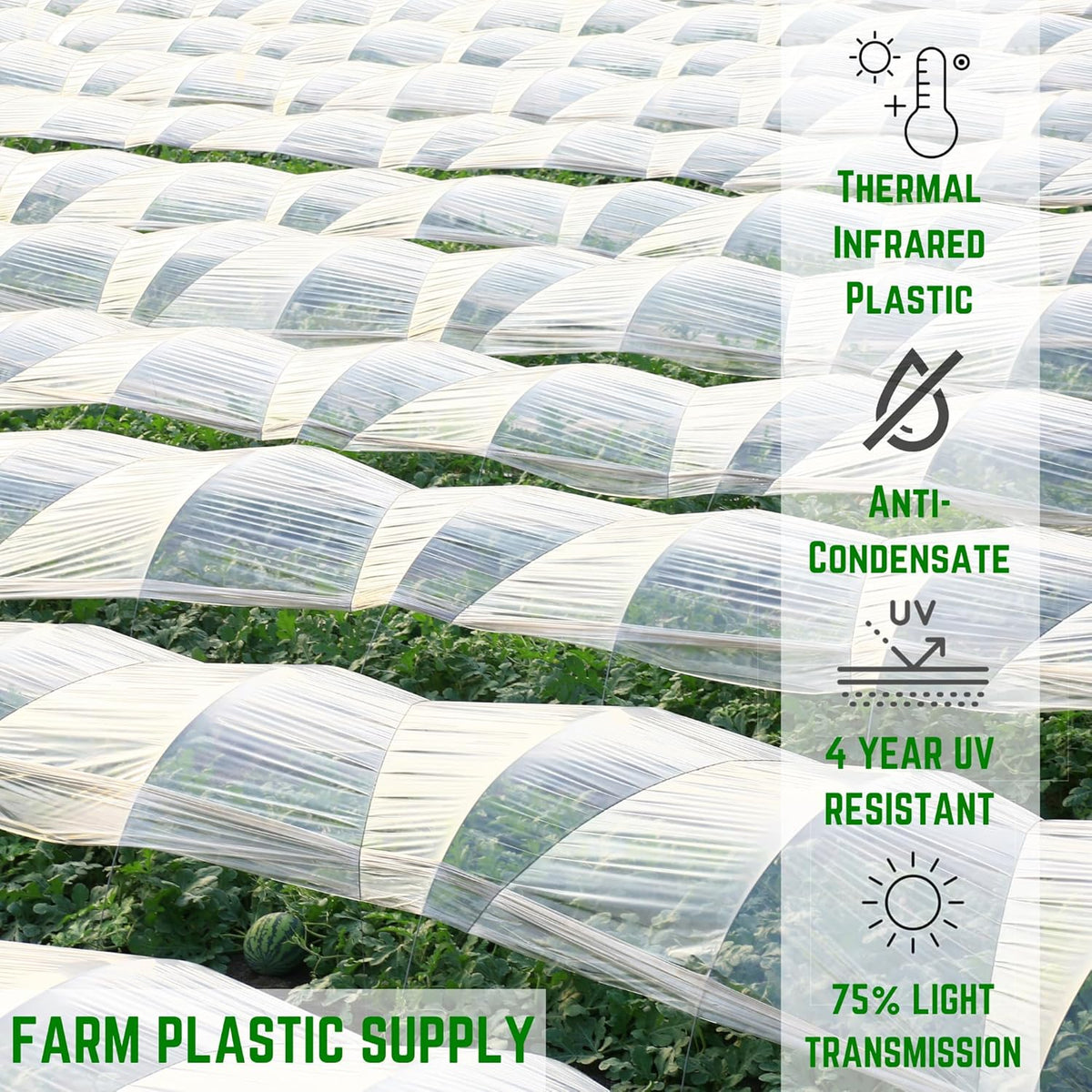 Farm Plastic Supply - Clear Coolmax Greenhouse Plastic Sheeting - 6 Mil - 4 Year UV Resistant Infrared Anti-Condensate Green House Covering Thermal Greenhouse Plastic 6 mil (50' x 40')