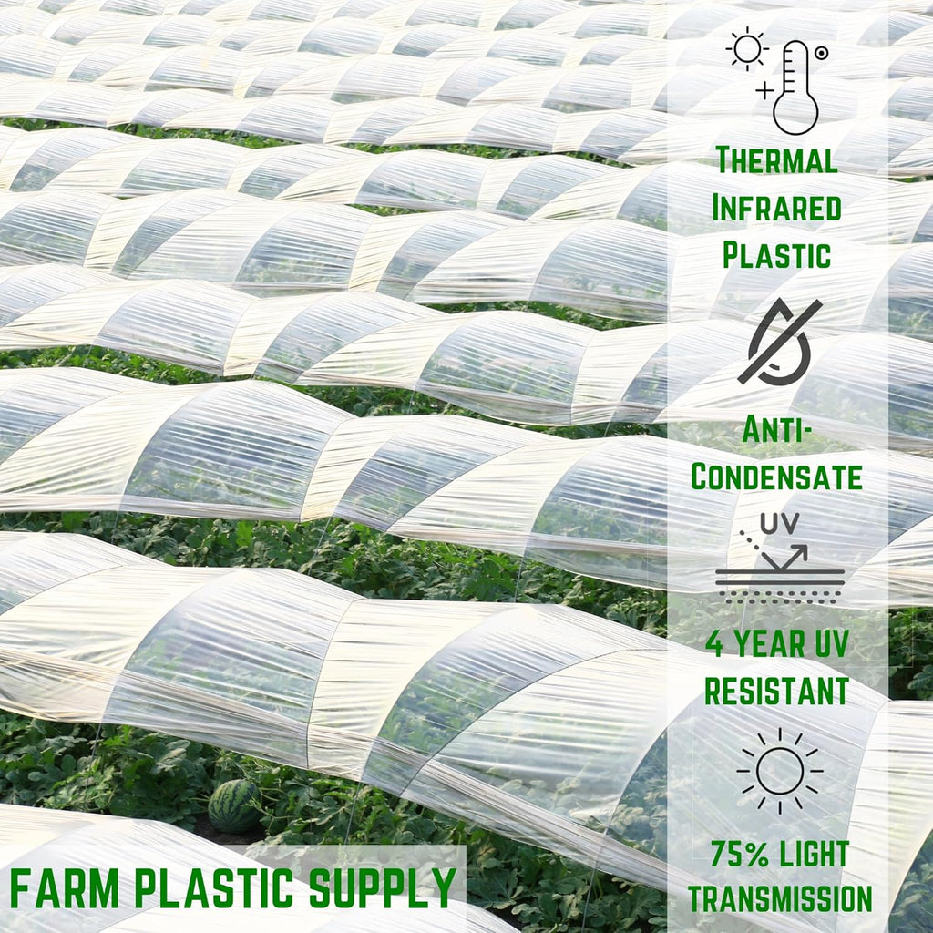 Farm Plastic Supply - Clear Coolmax Greenhouse Plastic Sheeting - 6 Mil - 4 Year UV Resistant Infrared Anti-Condensate Green House Covering Thermal Greenhouse Plastic 6 mil (50' x 60')