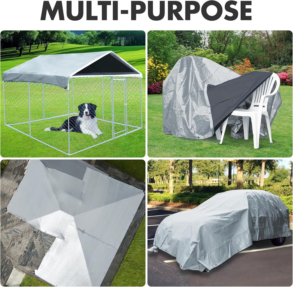 Tarp Heavy Duty 10x20ft Waterproof Tarps,10mil Uv Resistant,Multipurpose Silver/Black Tarps for Cars,Camping,Roof,Ship,Garden.by-MVPNET