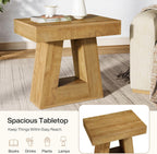 Tribesigns 24" Modern Side Table, 2-Tier Narrow Wooden End Table with Trapezoid Base, Farmhouse Small Nightstand for Living Room, Bedroom, Natural Wood Color