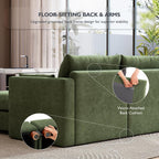 Ihanherry 117" Oversized Modular Sectional Sofa, Modern U Shaped Cloud Couch with 2 Storage Ottoman, 5-Seat Comfy Chenille Deep Seat Sofa with 2 Pillows for Living Room, Green