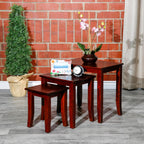 3-Piece Nesting Table Set, Cherry, Space-Saving and Elegant, Perfect for Living Room, Bedroom, or Office, Multi-Functional Use, Sturdy Wood, Easy to Assemble
