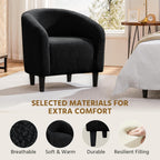 Yaheetech Small 25.5in Wide Sherpa Barrel Accent Chair for Bedroom, Black | Compact Cozy Barrel Chairs with a Curved Silhouette, Upholstered Furry Armchair for Small Spaces, Living Room Bedroom Corner