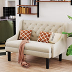 Andeworld Modern Tufted Button Back Upholstered Loveseat for Dining Room Hallway or Entryway Seating,Ivory