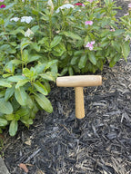 Garden Guru Steel Dibber Planter Tool for Planting Seeds & Bulbs - High Carbon Steel & Comfortable Wood Carved Handle - for Consistent Planting Flowers Tulips, Daffodils, Dahlias (4 Pack)
