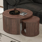 32" Anti-Slip Nesting Tables, Nesting Side Tables with Smooth Wood top, Nesting Coffee Tables with Minimalist Aesthetic for Modern Interior Home Spaces, Natural Wood