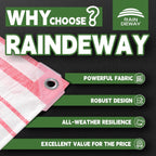 RAINDEWAY Tarps 10x12 Feet,12 Mil Sunshade Striped Tarp Waterproof,Multipurpose Poly Tarp Cover with Grommets and Reinforced Edges,Red/White Tarps