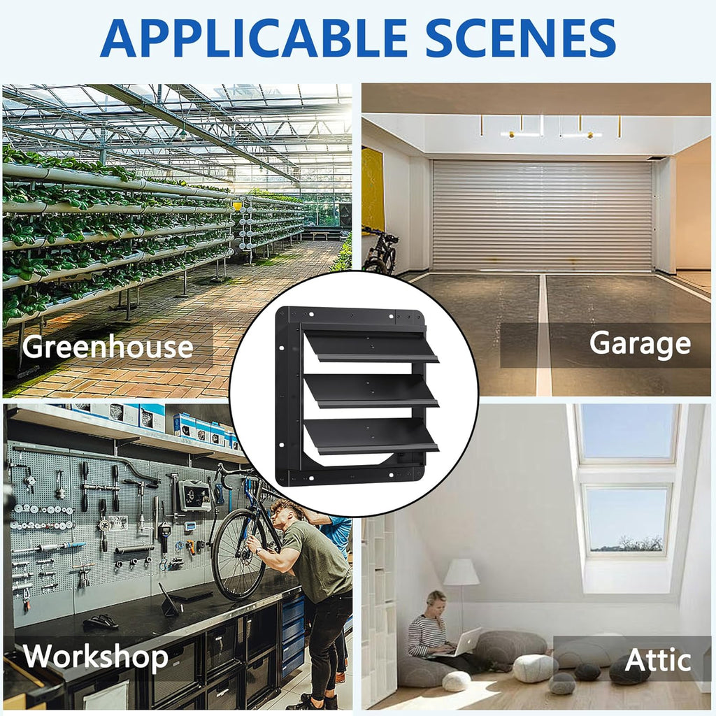 10 Inch Aluminum Automatic Shutter Louver Vent (No Fan Blades and Motor) for Home Attics, Workshops, Barn, Greenhouse