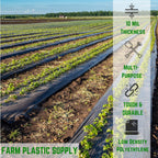 Farm Plastic Supply - Black Plastic Sheeting - 10 mil - (24' x 100') - Polyethylene Vapor Barrier Sheeting, Black Painters Tarp, Roll of Heavy Duty Plastic