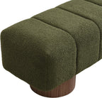 Upholstered Dining Bench, End of Bed Entryway Bench Ottoman for Bedroom Living Room, Dining Room, Green Boucle Fabric Stool Top Wood Leg, 300 LBS Weight Capacity, No-Assembly, Green