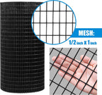 Fencer Wire 16 Gauge Black Vinyl Coated Welded Wire Mesh Size 0.5 inch by 1 inch (3 ft. x 50 ft.)
