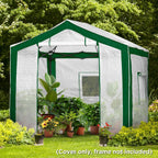 EAGLE PEAK Replacement Cover for 8x6 Portable Pop up Greenhouse with Polyester Reinforced Corners, Front Roll-Up Zipper Entry Door and 3 Large Roll-Up Side Windows (Frame Not Included), Green/White