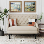 Andeworld Modern Tufted Button Back Upholstered Loveseat for Dining Room Hallway or Entryway Seating,Ivory