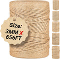 Natural Jute Twine String,Bulk Jute Rope Cord Twine for Crafting Gardening,Roll of Thick and Thin Twine for Gift Wrapping,Brown Decorative Rope,Ornament Twine for Cat Scratch Post (3mm x 656ft)