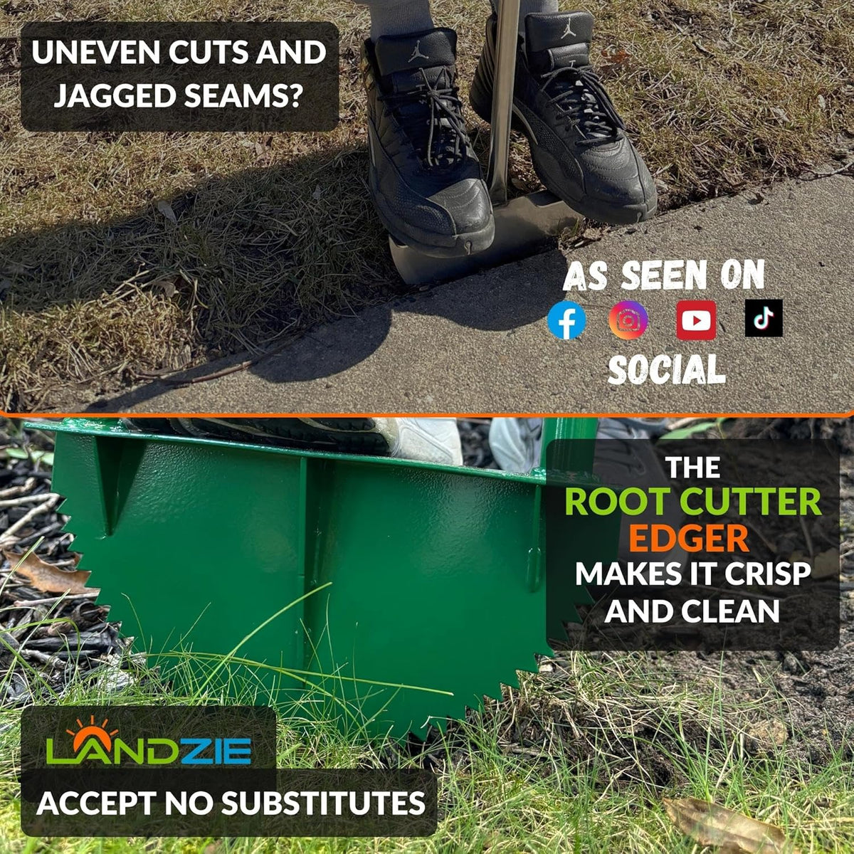Landzie Root Cutter Edger Lawn Tool, 37 Inch Manual Lawn Edger Tool, Grass Edger, Sidewalk Edger, Garden Edger, Yard Edger, Garden Tools and Landscaping Tools, Edgers for Landscaping, Edging Shovel