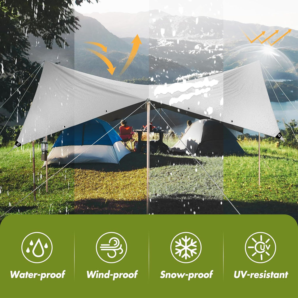 Tarp Heavy Duty 8x10ft Waterproof Tarps,10mil Uv Resistant,Multipurpose Silver/Black Tarps for Cars,Camping,Roof,Ship,Garden.by-MVPNET
