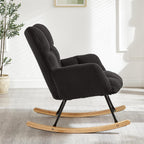 Teddy Fabric Glider Chair, 300 lbs Capacity Upholstered Rocking Chair with Metal Frame, Ergonomic High Back Accent Chair for Living Room and Bedroom, Soft Tufted Lounge Chair (Dark Gray)