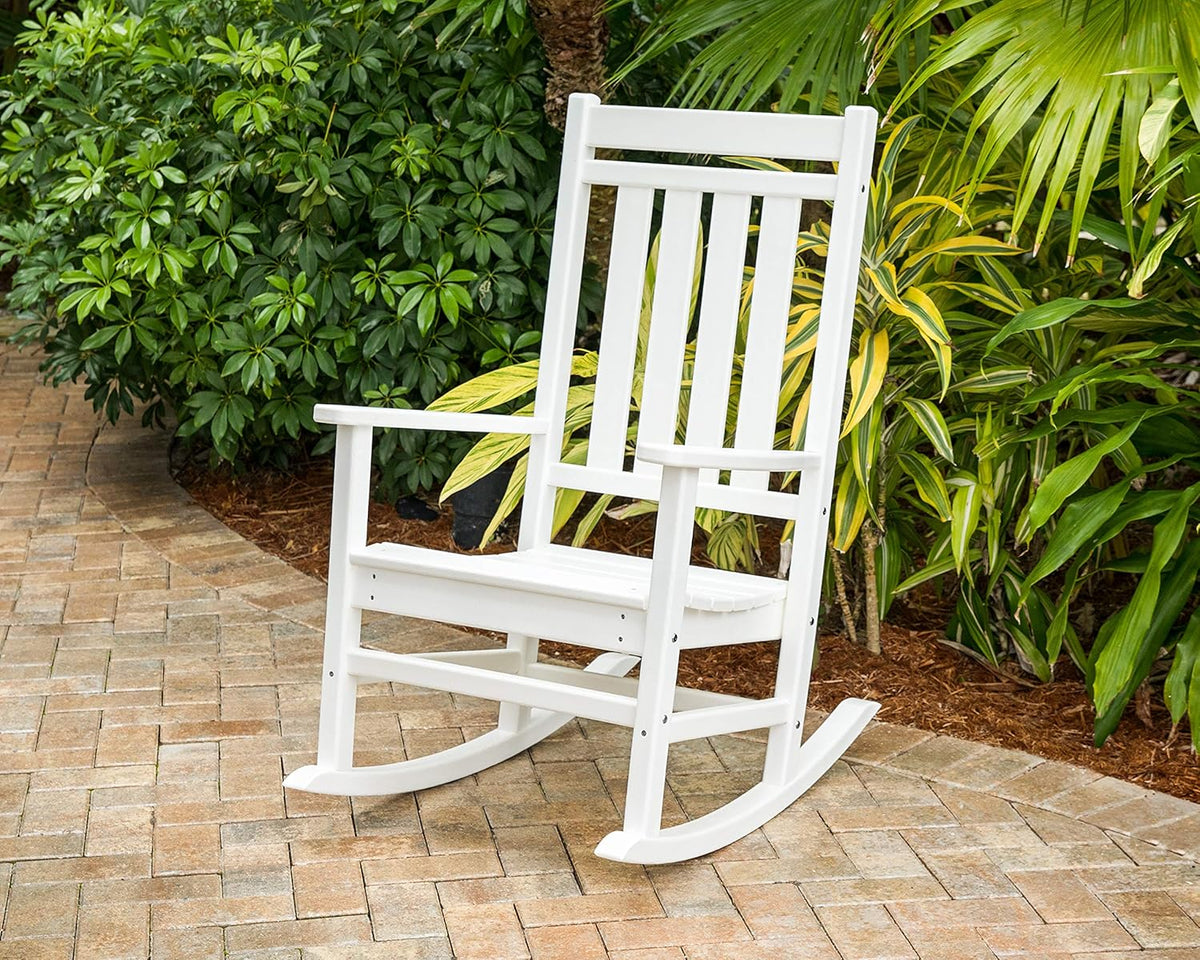 POLYWOOD Estate Rocking Chair, Outdoor Porch Rocker, All-Weather HDPE Patio Furniture, Adult Size, Made in USA, Black