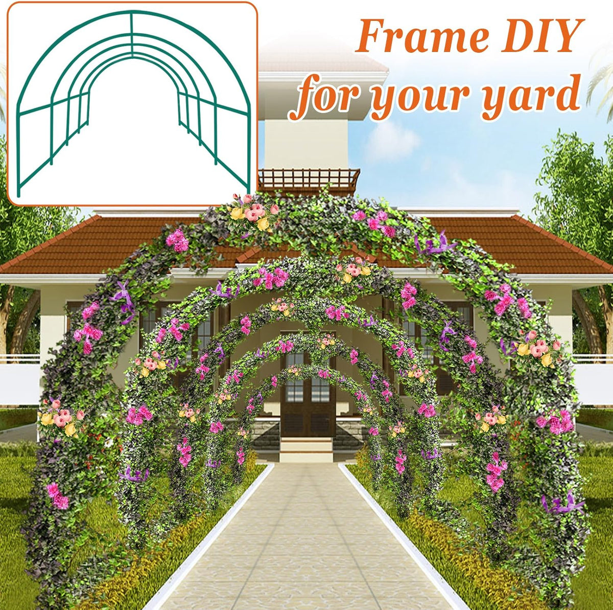 Strong Camel Greenhouse Replacement Frame for Larger Hot Garden House, Support Arch Frame Climbing Plants/Flowers/Vegetables (20x10x7 FT)
