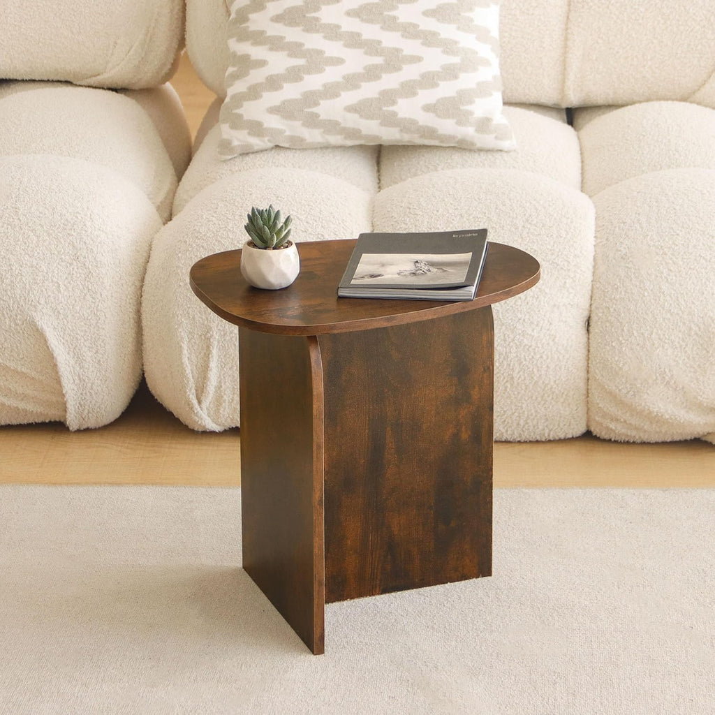 AWASEN Side Table, Small Triangle End Table Living Room, Modern Accent Table with Unique Tabletop, Mini Bedside Table for Small Spaces, Rustic Brown