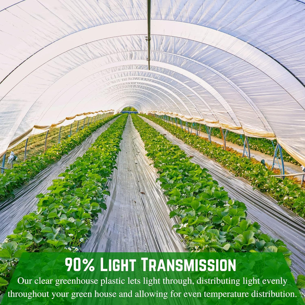 Farm Plastic Supply - Clear Greenhouse Plastic Sheeting - Ultra Durable - 8 mil - (13' x 50') - 4 Year UV Resistant Polyethylene Greenhouse Film for Gardening, Farming, Agriculture