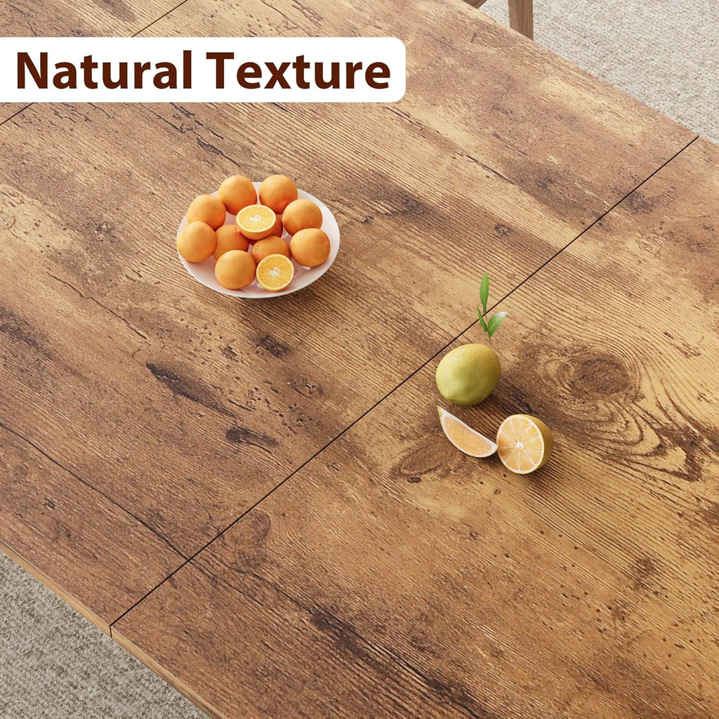 78.7" Industrial Dining Table for 6-8, Vintage Kitchen Table with Sturdy Metal Frame, Rectangular Dinner Tables for Kitchen, Dining Room, Living Room