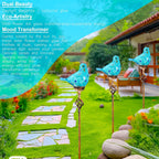 Decorative Solar Lights, Outdoor Solar Bird Stake Lights, Hand Blown Glass Decorative Garden Pathway Lights Outdoor Waterproof Glass Stakes (Light Blue)