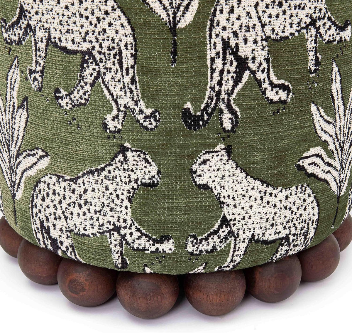 Tov Furniture Dex Olive Green Leopard Jacquard Ottoman