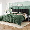 Allewie King Platform Bed Frame, Velvet Upholstered with Adjustable Vertical Channel Tufted Headboard, Mattress Foundation with Strong Wooden Slats, Box Spring Optional, Easy Assembly, Black